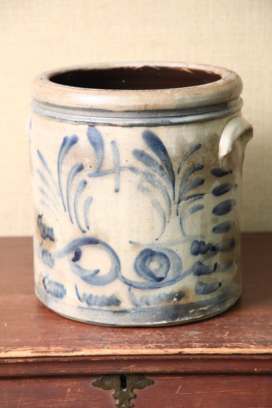 FOUR GALLON STONEWARE CROCK. With