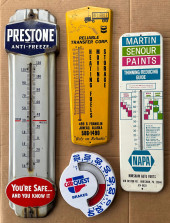 FOUR GARAGE THERMOMETERS, LARG