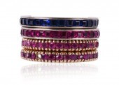 FOUR GEM SET 14K GOLD ETERNITY