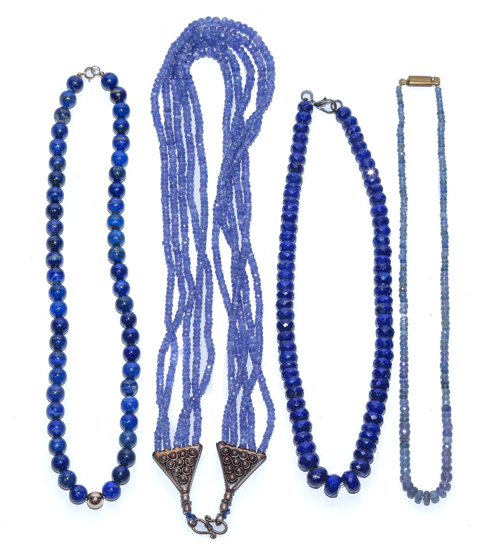 FOUR GEMSTONE BEADED NECKLACES