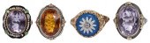 FOUR GEMSTONE RINGSone oval fa