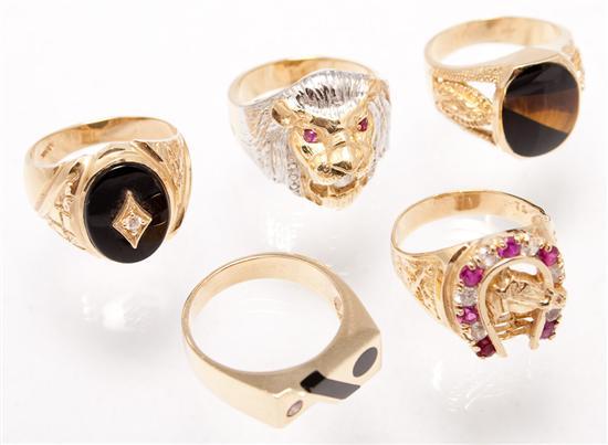 Four gentlemen's 14K yellow gold