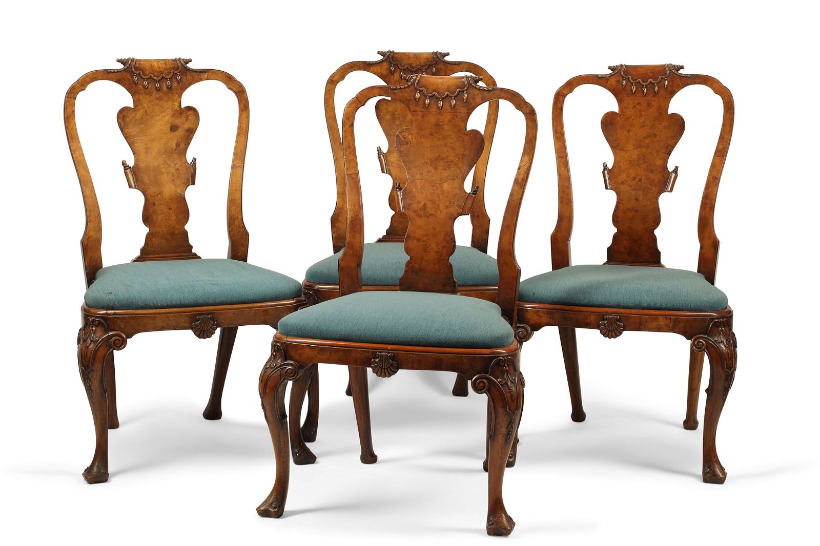 FOUR GEORGE II STYLE DINING CHAIRSA