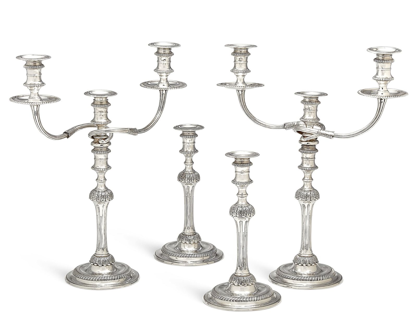 FOUR GEORGE III STYLE CAST SILVER