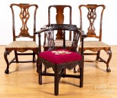 FOUR GEORGIAN CHAIRS, 18TH C.F
