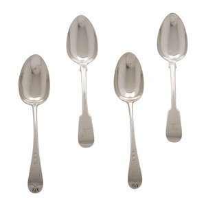 Four Georgian Silver Serving Spoons