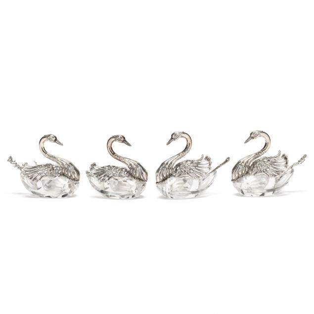 FOUR GERMAN .835 SILVER AND CRYSTAL