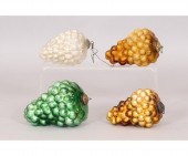 Four German glass grape cluste