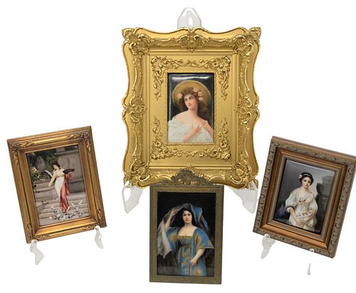 FOUR GERMAN HAND PAINTED PORTRAIT