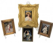 FOUR GERMAN HAND PAINTED PORTR