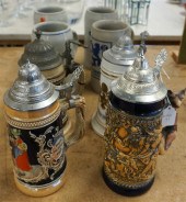 FOUR GERMAN PEWTER MOUNTED STE