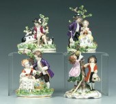 Four German porcelain figurine