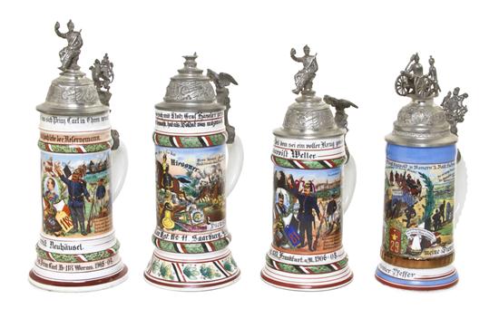 *Four German Regimental Porcelain