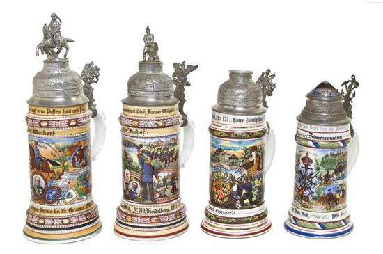 *Four German Regimental Porcelain
