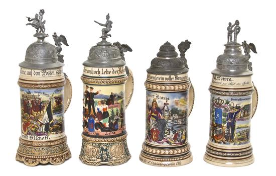 *Four German Regimental Pottery