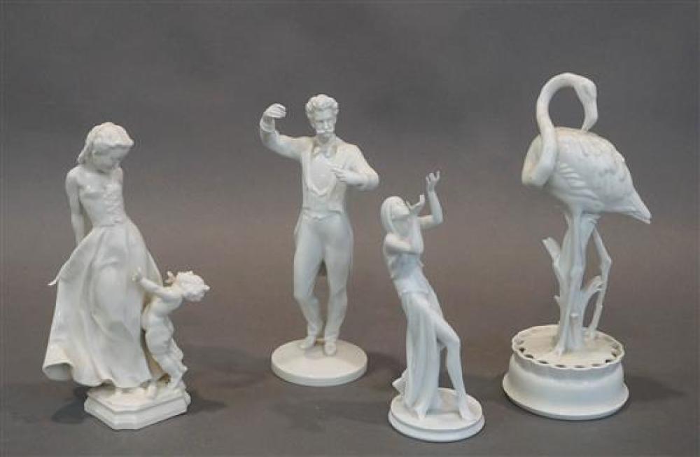 FOUR GERMAN WHITE GLAZED
