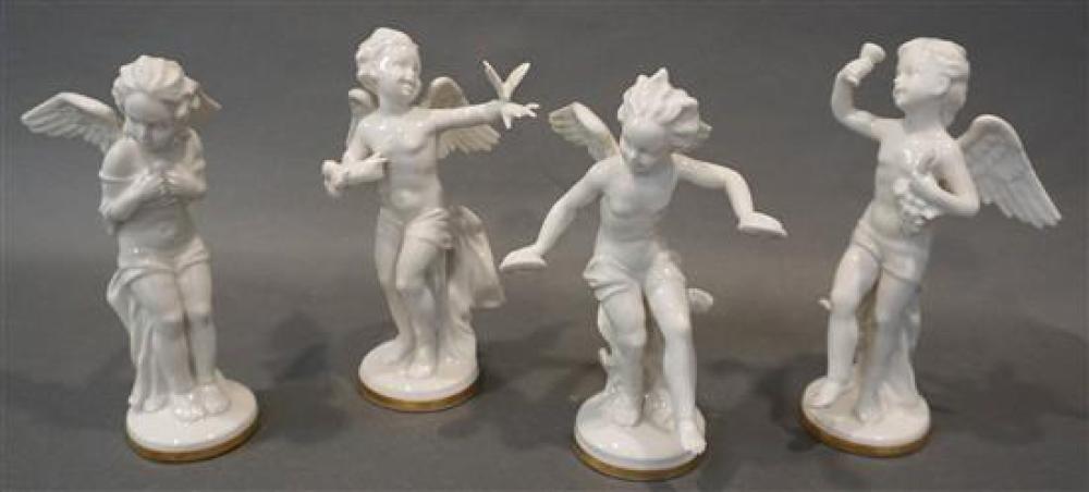 FOUR GERMAN WHITE PORCELAIN FIGURES