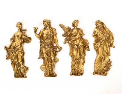 Four gilt brass door plates, each