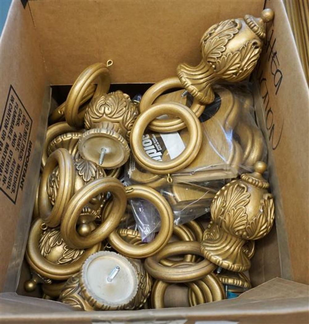 FOUR GILT PAINTED WOOD CURTAIN RODS