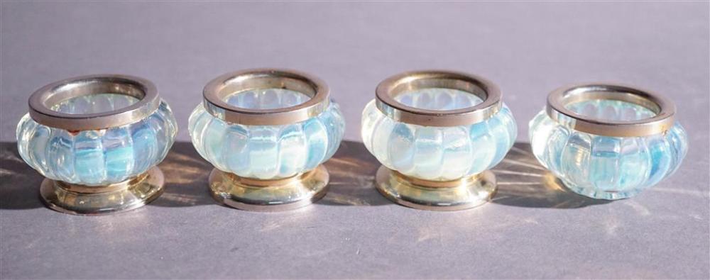 FOUR GILT SILVER MOUNTED OPALESCENT