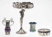 FOUR GLASS AND SILVERPLATE TAB