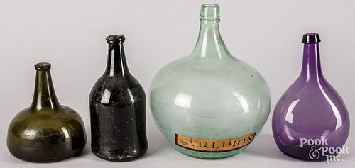 FOUR GLASS BOTTLESFour glass