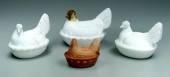 Four glass chicken baskets: on