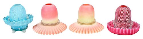 FOUR GLASS FAIRY LAMPS; PAIR THOMAS