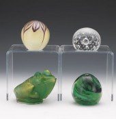 FOUR GLASS PAPERWEIGHTS, INCLU