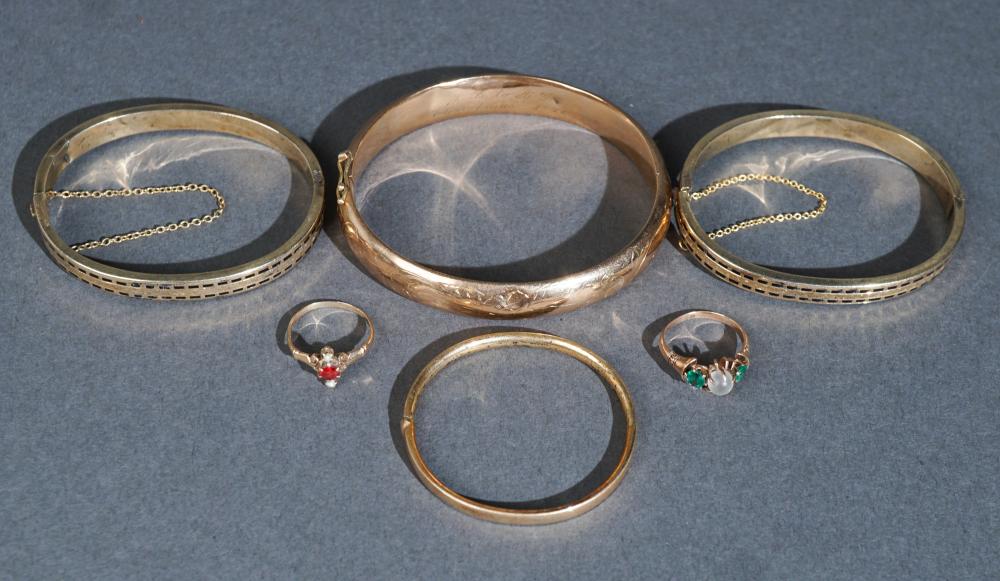 FOUR GOLD FILLED BRACELETS AND