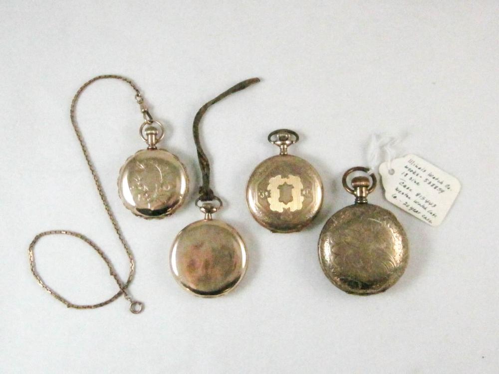 FOUR GOLD-FILLED HUNTER CASE POCKET