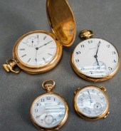 FOUR GOLD FILLED HUNTING AND O