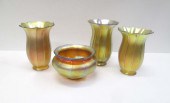 FOUR GOLD IRIDESCENT ART GLASS