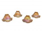 FOUR GOLD QUEZAL ART GLASS SHA