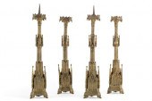 FOUR GOTHIC STYLE GILT BRONZE