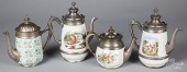 FOUR GRANITEWARE TEA AND COFFE
