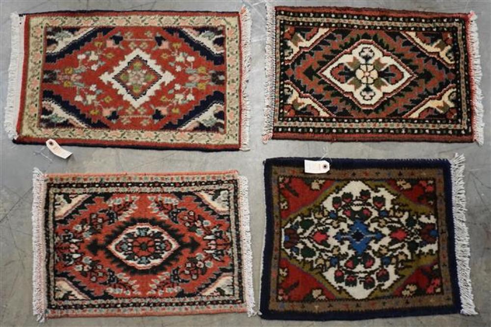 FOUR HAMADAN MATS, LARGEST: 2 FT