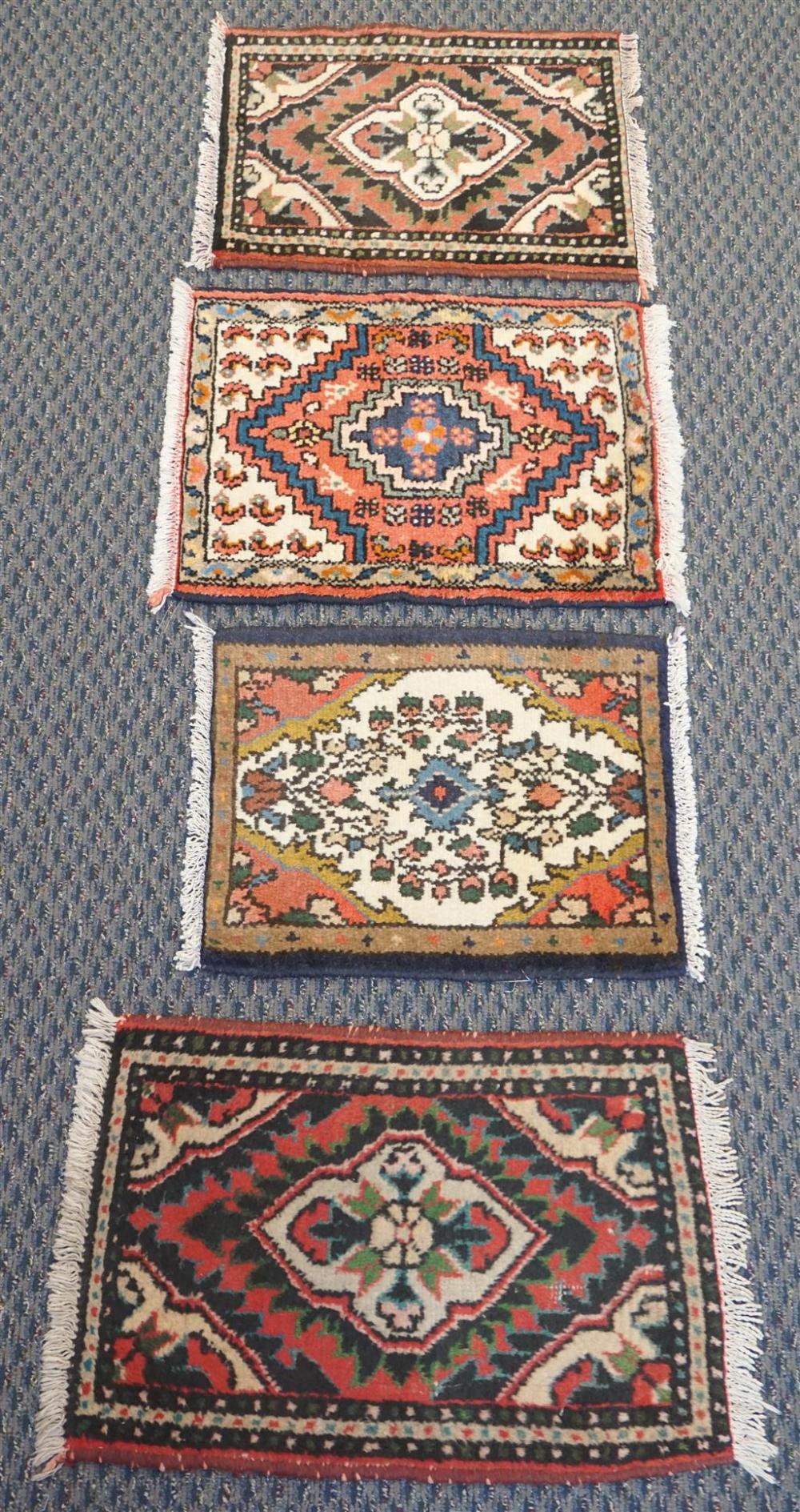 FOUR HAMADAN MATS, LARGEST: 2 FT