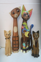 FOUR HAND CARVED AND PAINTED W