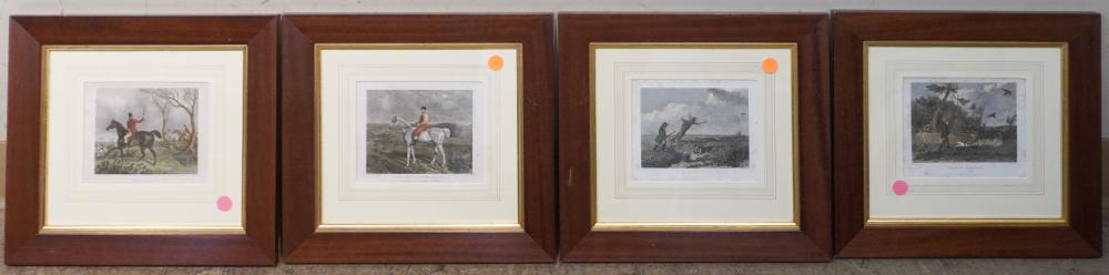 FOUR HAND-COLORED HUNTING AND