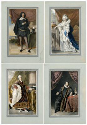 Four hand-colored prints: