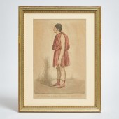 Four Hand Coloured Etchings of