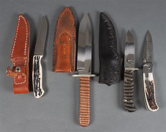 Four hand-crafted hunting knives by