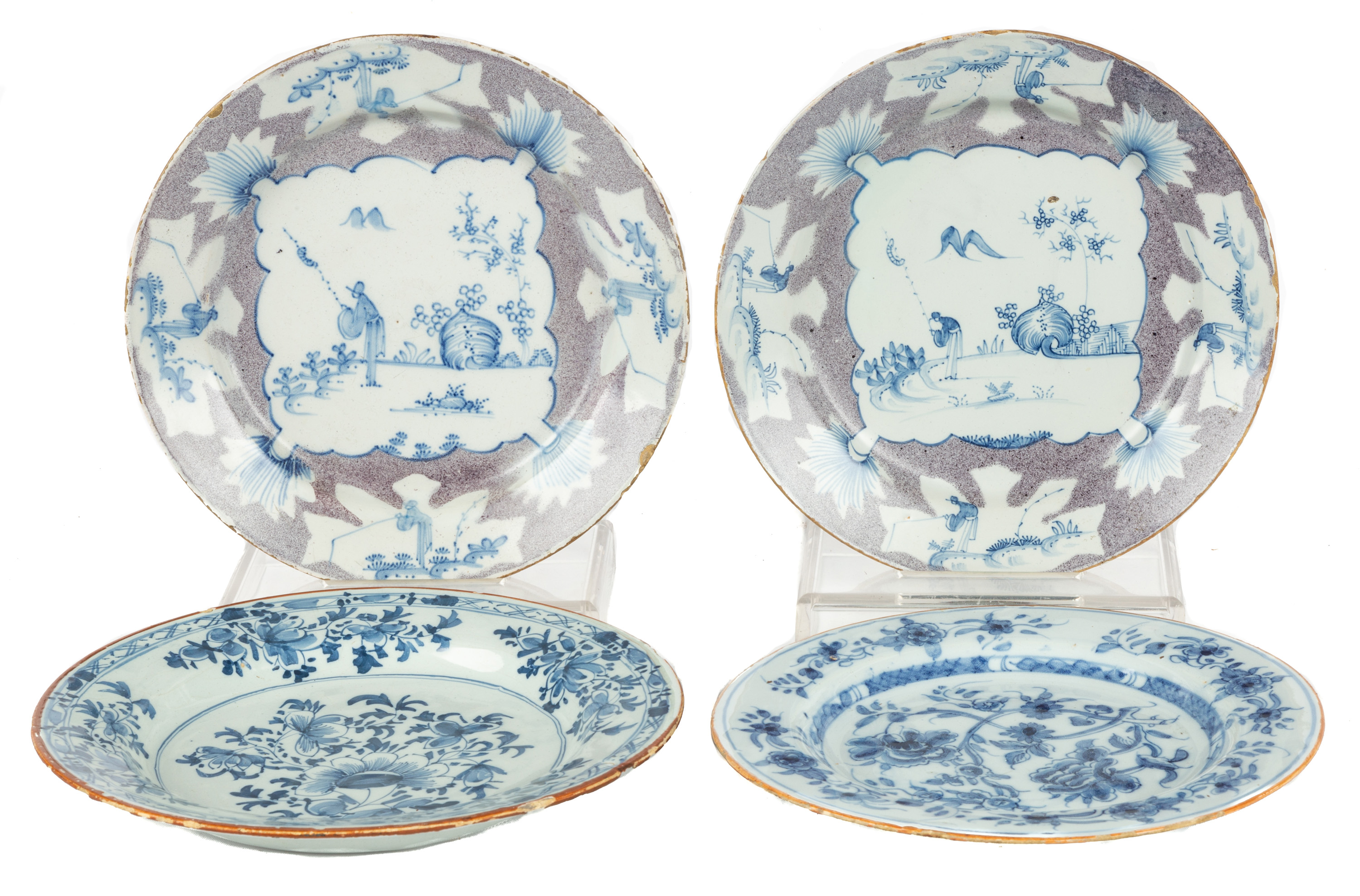 FOUR HAND PAINTED DUTCH PLATES 18th