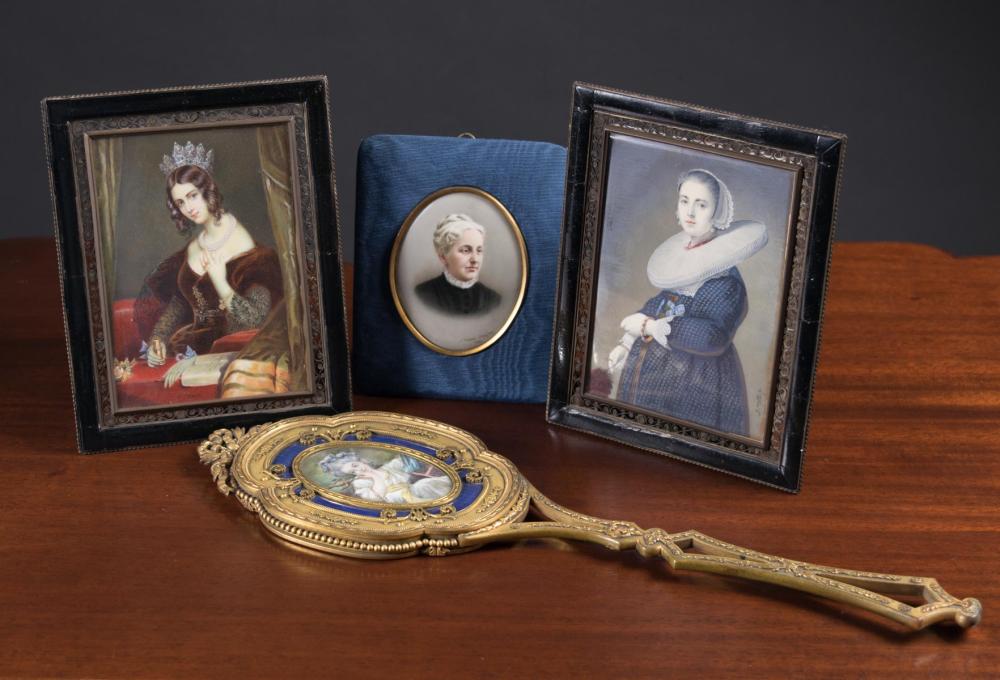 FOUR HAND-PAINTED MINIATURE