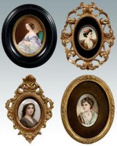 Four hand painted porcelain pl