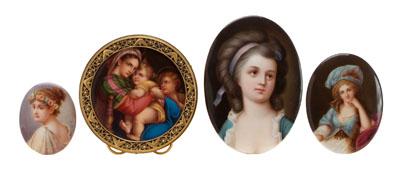 Four hand-painted porcelain