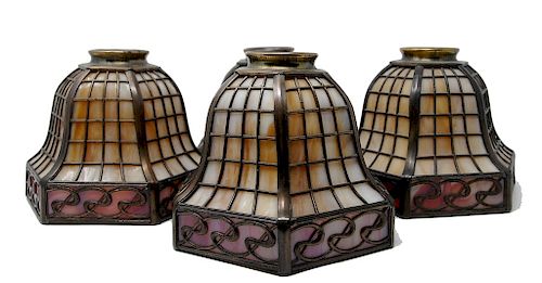 FOUR HANDEL SLAG PANEL ART GLASS