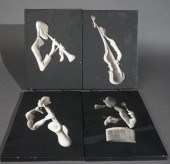 FOUR HANGING CERAMIC TILES OF