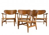 FOUR HANS WEGNER ARMCHAIRSteak